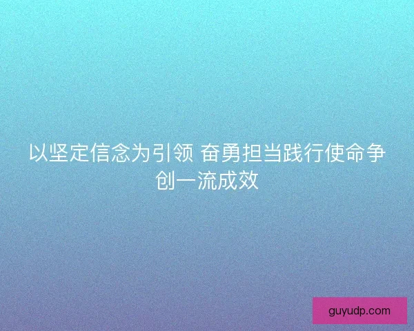 以坚定信念为引领 奋勇担当践行使命争创一流成效