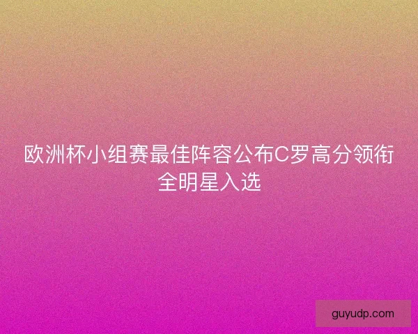 欧洲杯小组赛最佳阵容公布C罗高分领衔全明星入选