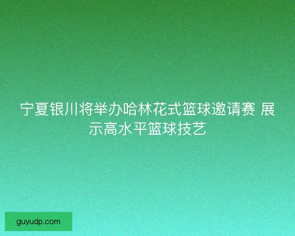 宁夏银川将举办哈林花式篮球邀请赛 展示高水平篮球技艺